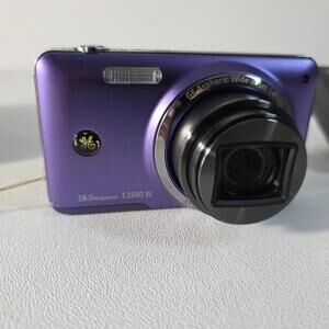 GE E1680W Purple 16MP Digital Camera 8X Optical Zoom 28mm Wide Angle Works- Read